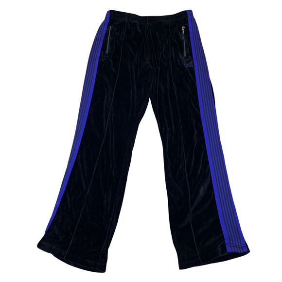 Needles Velour Track Pants Joggers Men's XL Black Blue - Picture 1 of 8